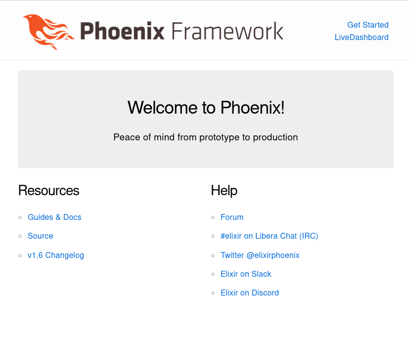 Phoenix app homepage
